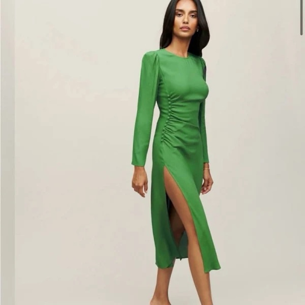 NWT Reformation Freda Long Sleeve Green Dress, size 8